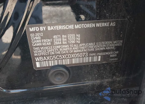 2012 BMW 528I from USA, damaged, VIN WBAXG5C5XCDX05073